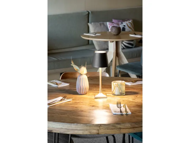 Lampe de table Securit Roma LED rechargeable dimmable noir-or