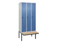 locker met bank,HxBxD 2120x900x815mm,3vak,vak B 300mm,draaigrendel