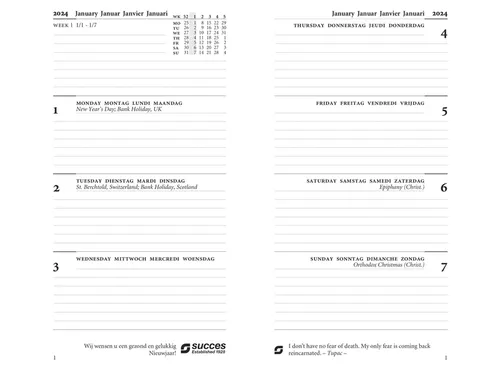 Agendavulling 2027 Succes Standard 7dagen/2pagina's
