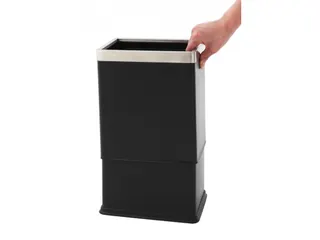 Dubbelwandige papierbak rechthoekig 10 Liter Zwart RVS - 2