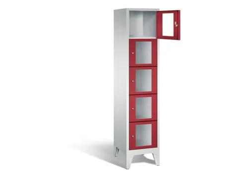 Lockerkast 1850x420x500mm 1x5 vakken Cilinderslot Poten, RAL3003