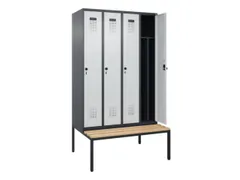 locker met bank,voor scheiding van kleding,HxBxD 2120x1200x815mm,4vak