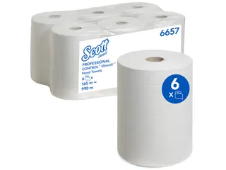 Handdoekrol Scott Slimroll 1-laags 165m wit 6657 - 2