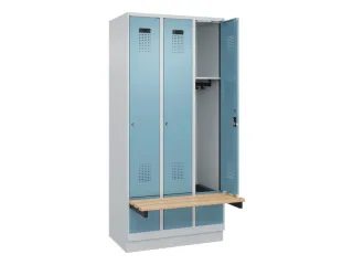 locker met bank,HxBxD 1950x900x815mm,3vak,vak B 300mm,cilinderslot - 1