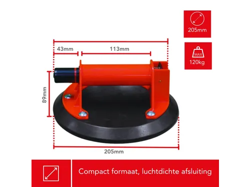 Professionele Zuignap met vacuümpomp max. 120 kg