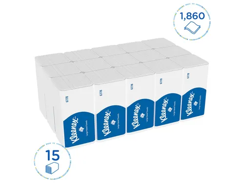 Handdoek Kleenex i-vouw 2-laags 21.5x31.8cm 15x124stuks wit 6778