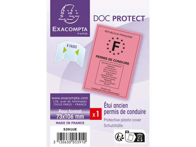 Etui de protection ancien modèle permis de conduire PVC 73x107mm