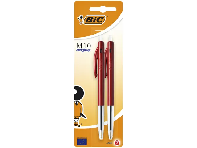 Balpen Bic M10 medium rood bister à 2 stuks