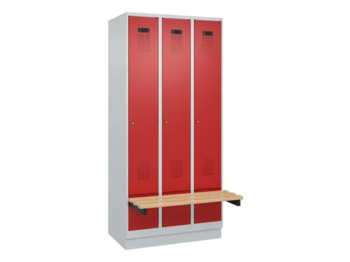 locker met bank,HxBxD 1950x900x815mm,3vak,vak B 300mm,cilinderslot