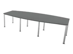 vergadertafel,HxBxD 740x2800x1200mm,vatvormig,MS-donkergrijs