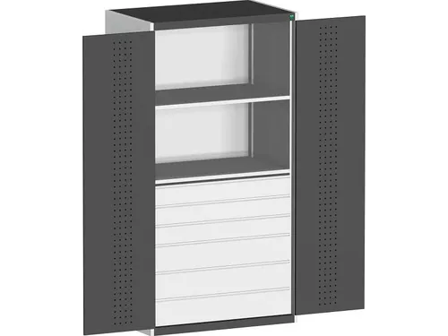 systeemkast 2000x1050x650mm 2xStalen bodem 6laden Ral7035 Ral7016