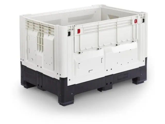 Palletbox,HxLxB 800x1200x800mm,565l,PE,zwart/ivoorkleurig