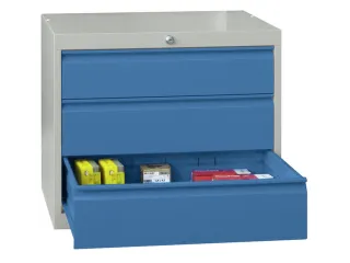 ladekast HxBxD 600x715x600mm 3laden slot RAL7035 front RAL5012 - 2