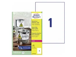 Avery Zweckform L4775 Weerbestendige etiketten A4 210x297 Wit 100stuks
