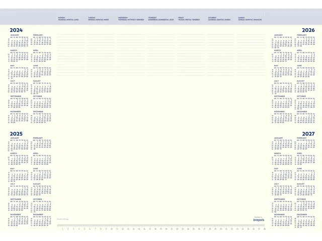 Bloc calendrier sous-main 2027 Brepols Office Mate 7 jours/1 page 41,2