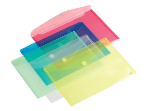 Enveloptas HF2 A4 335x240mm dwars PP transparant rood