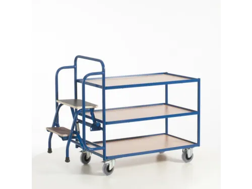 Orderverzamelwagen 990x590mm Totale H 1135mm 3 Etages Hout Ral5010