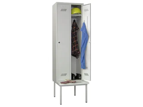 locker met bank,RAL 7035,HxBxD 2150x600x500mm,2vak,vak B 300mm