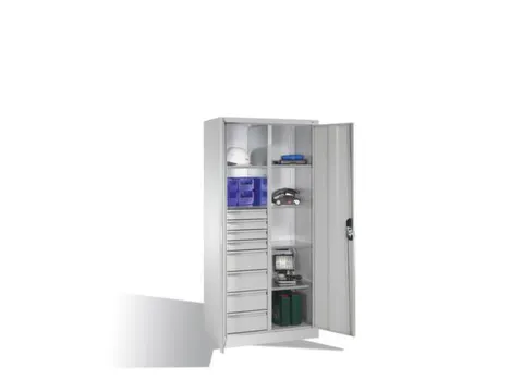 werkplaatskast,HxBxD 1950x930x500mm,romp RAL7035,front RAL7035