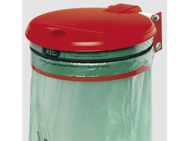 Afvalverzamelaar 120 Liter Wand Plaatstaal Kunststof Deksel Rood