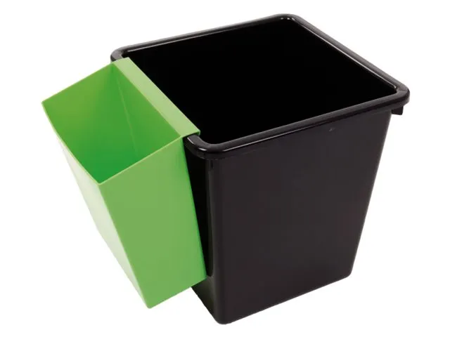 Corbeille à Papier Synthétique Carrée Conique 27 Litres Noir