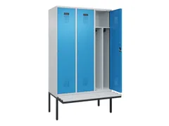 locker met bank,voor scheiding van kleding,HxBxD 2120x1200x815mm,3vak