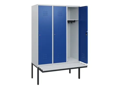locker met bank,HxBxD 1950x1200x815mm,3vak,vak B 400mm,cil.-slot