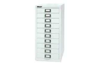 kantoor-ladekast HxBxD 590x279x380mm 10 laden romp verkeerswit staal - 1