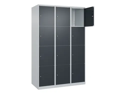 lockerkast,HxBxD 1850x1200x500mm,3x4vakken,vak B 400mm,cil.-slot