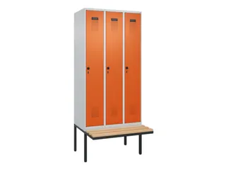 locker met bank,HxBxD 2120x900x815mm,3vak,vak B 300mm,draaigrendel - 3
