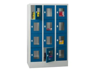 lockerkast,HxBxD 1518x900x500mm,3x4vakken,RAL7035,front RAL5010 - 2