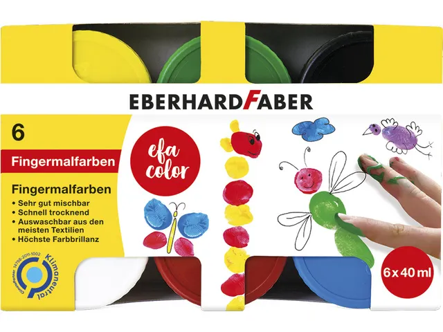 Vingerverf Eberhard Faber ass.kleuren 6x40ml in karton