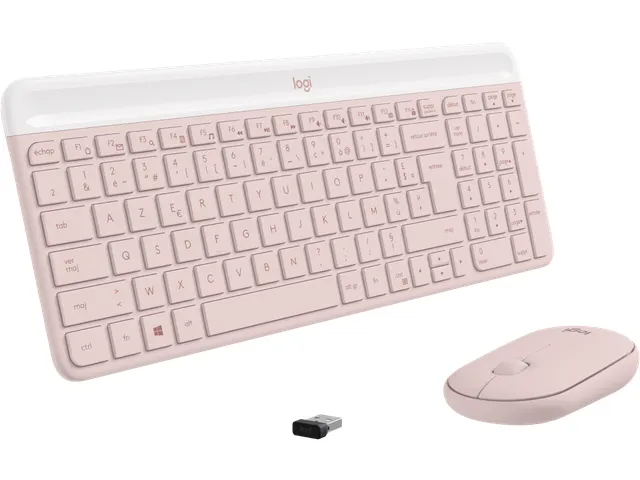 Logitech MK470 Slim Combo, Mini, Draadloos, RF Draadloos, AZERTY, Roze