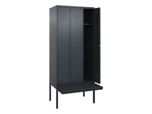 locker met bank,HxBxD 2120x900x815mm,3vak,vak B 300mm,cil.-slot