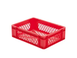Euronorm-stapelbak 10l 120x400x300mm Wanden/bodem Opengewerkt Rood