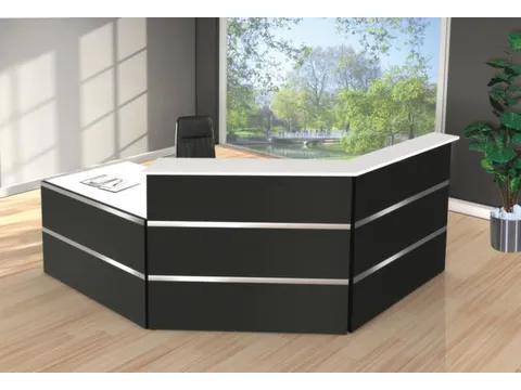 Balie Compleet 2500x2350mm Met 2 Hoeken Front Antraciet Bladen Wit