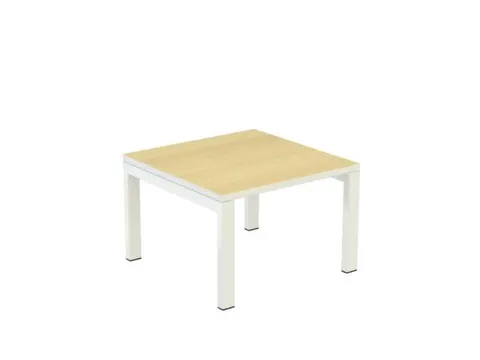 Bijzettafel 400X600X600Mm Vierkant Beuken 4Voeten Wit Vierkante Buis