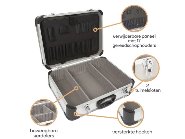 Aluminium Gereedschapskoffer 460x330x165mm 25L met sleutelslot