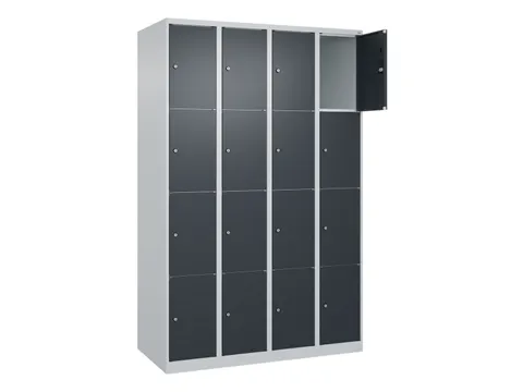 lockerkast,HxBxD 1850x1200x500mm,4x4vakken,vak B 300mm,cil.-slot