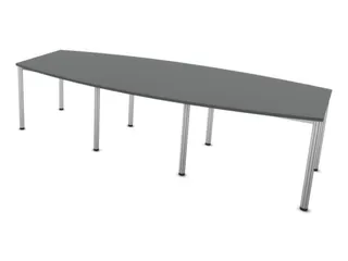 vergadertafel,HxBxD 740x2800x1200mm,vatvormig,MS-donkergrijs - 1