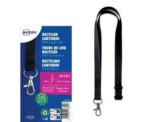 Lanyard Avery rPET zwart 440x15mm met karabijnhaak 10 stuks - 2