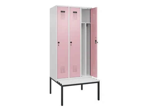locker met bank,voor scheiding van kleding,HxBxD 2120x900x815mm,3vak
