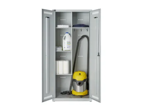 schoonmaakkast,HxBxD 1850x800x500mm,4vakken/kledingstang/haken