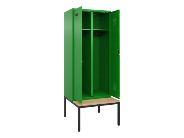 locker met bank,voor scheiding van kleding,HxBxD 2120x800x815mm,2vak