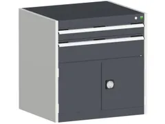 ladekast HxBxD 800x800x750mm 2laden RAL7035 front RAL7016