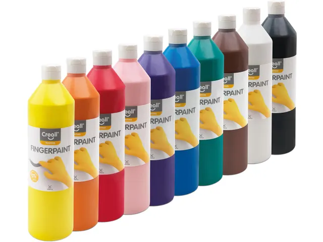 vingerverf Happy set met 10 flesjes 750 ml assorti