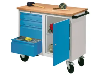 werkbank,verrijdbaar,HxBxD 915x1090x600mm,RAL7035,front RAL7016 - 1