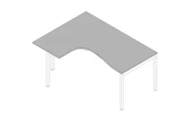 hoek-bureau,HxBxD 755x1600x1200mm,blad grijs,verdieping links