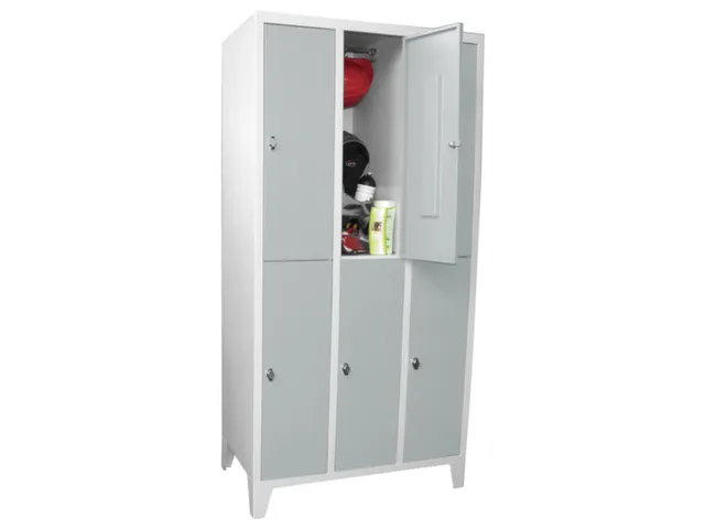 lockerkast,RAL 7035,HxBxD 1850x900x500mm,3x2vakken,vak B 300mm