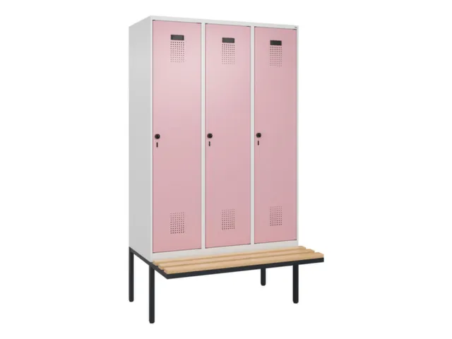 locker met bank,voor scheiding van kleding,HxBxD 2120x1200x815mm,3vak